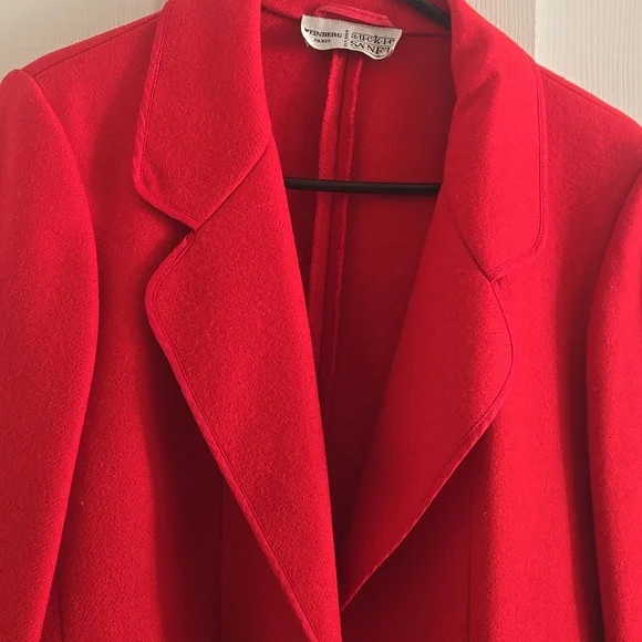 1980s Chester Weinberg Red Wool Blazer Sz L - Picture 2 of 11